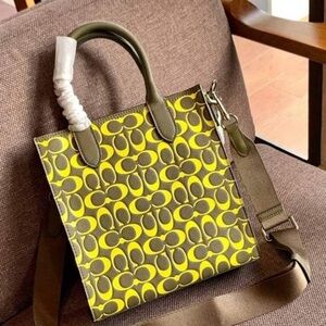 Coach Gotham Green Pebble Leather Tote